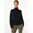 thumbnail image 1 of Scoop Women's Ribbed Oversized Turtleneck Sweater with Long Sleeves, Sizes XS-XXL, 1 of 5