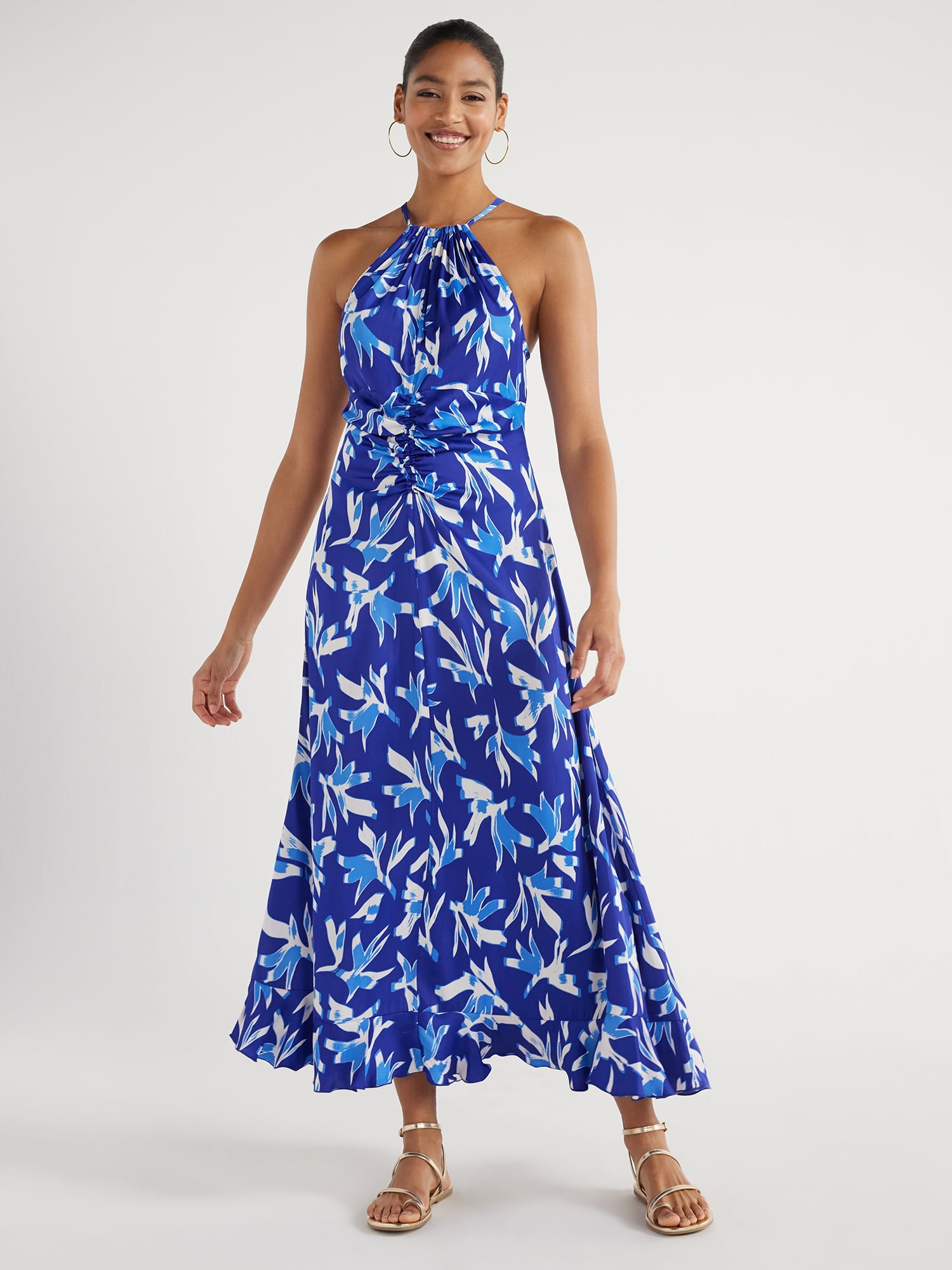 Scoop Women's Ruched Halter Dress, Sizes XSXXL