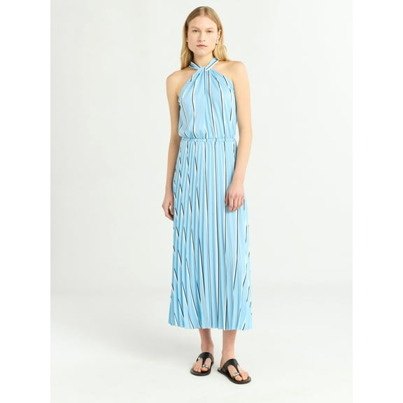 Scoop Women’s and Women's Plus Satin Halter Maxi Dress, Sizes XS-4X