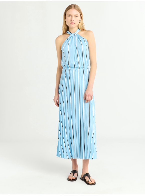 Women’s and Women's Plus Satin Halter Maxi Dress, Sizes XS-4X