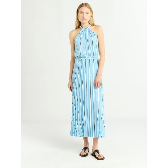 Scoop Women’s and Women's Plus Satin Halter Maxi Dress, Sizes XS-4X