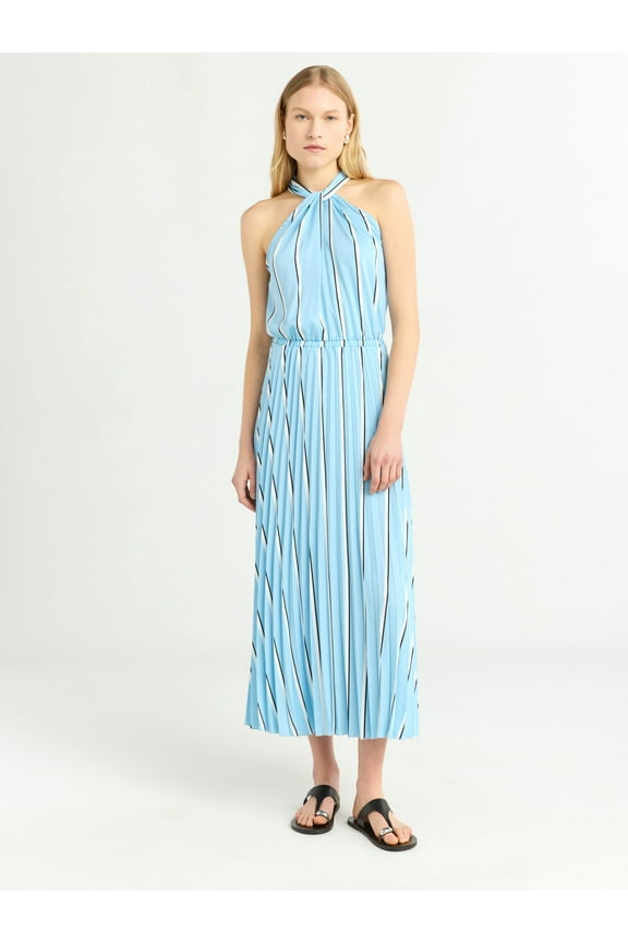 Women’s and Women's Plus Satin Halter Maxi Dress, Sizes XS-4X