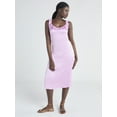thumbnail image 1 of Scoop Women’s Satin Midi Dress with Ruffle Neckline, Sizes XS-XXL, 1 of 3