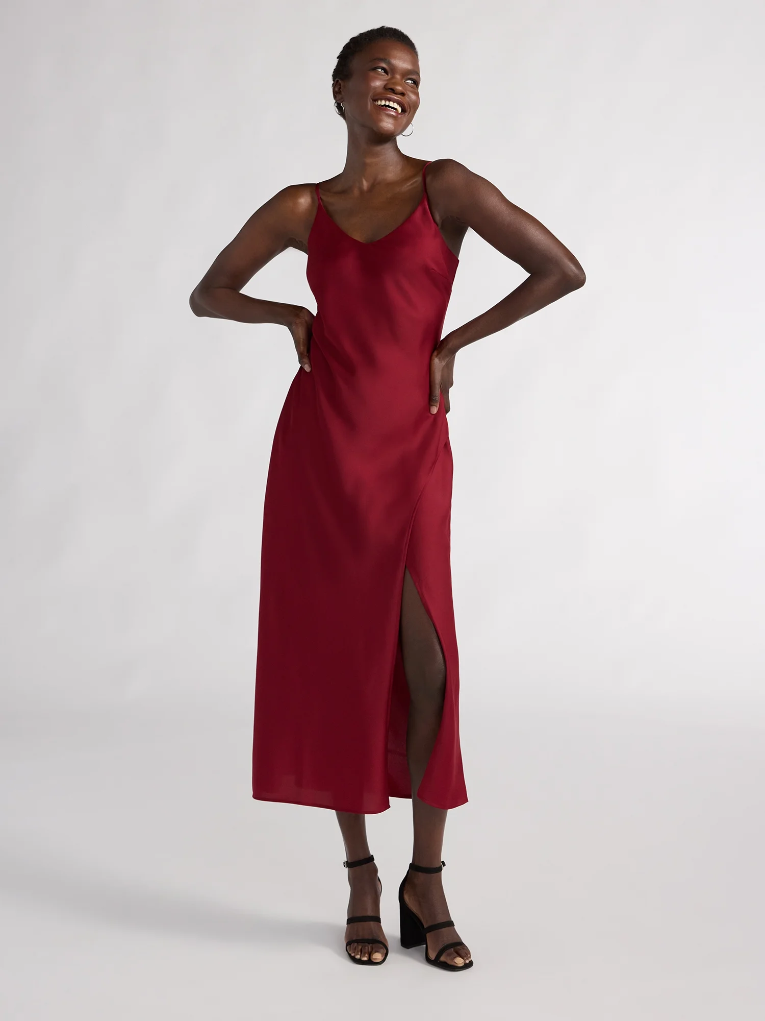 Scoop Women's Satin Midi Slip Dress with Side Slit, Sizes XS-XXL -  Walmart.com