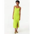thumbnail image 1 of Scoop Women's Satin Midi Slip Dress with Side Slit, Sizes XS-XXL, 1 of 5