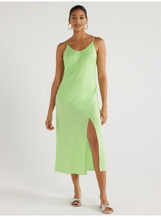 Lace-trimmed Slip Dress - Light turquoise - Ladies