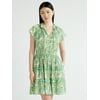 Scoop Women's Satin Mini Ruffle Dress with Cap Sleeves, Sizes XS-4X