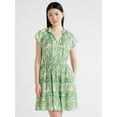 thumbnail image 1 of Scoop Women's Satin Mini Ruffle Dress with Cap Sleeves, Sizes XS-4X, 1 of 5