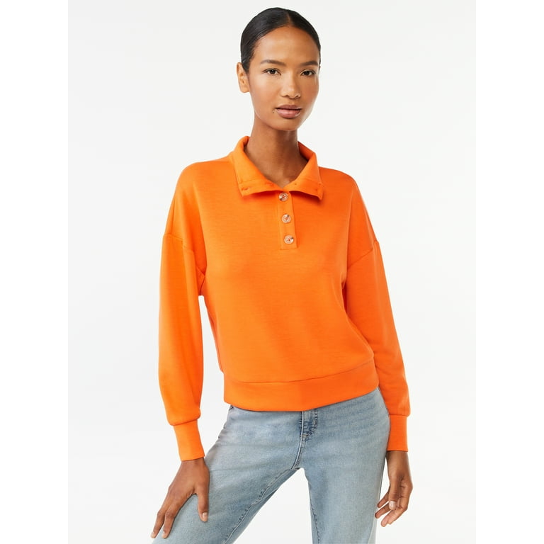 Button neck clearance sweatshirt