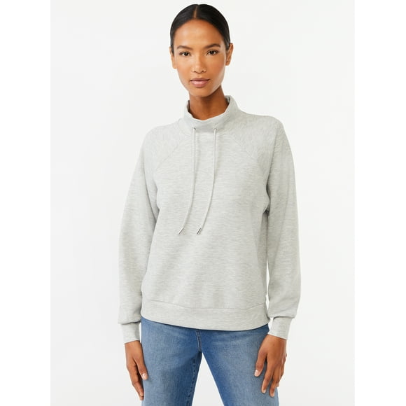 Scoop Women's and Women’s Plus Scubaknit Funnel Neck Sweatshirt, Sizes XS-4X