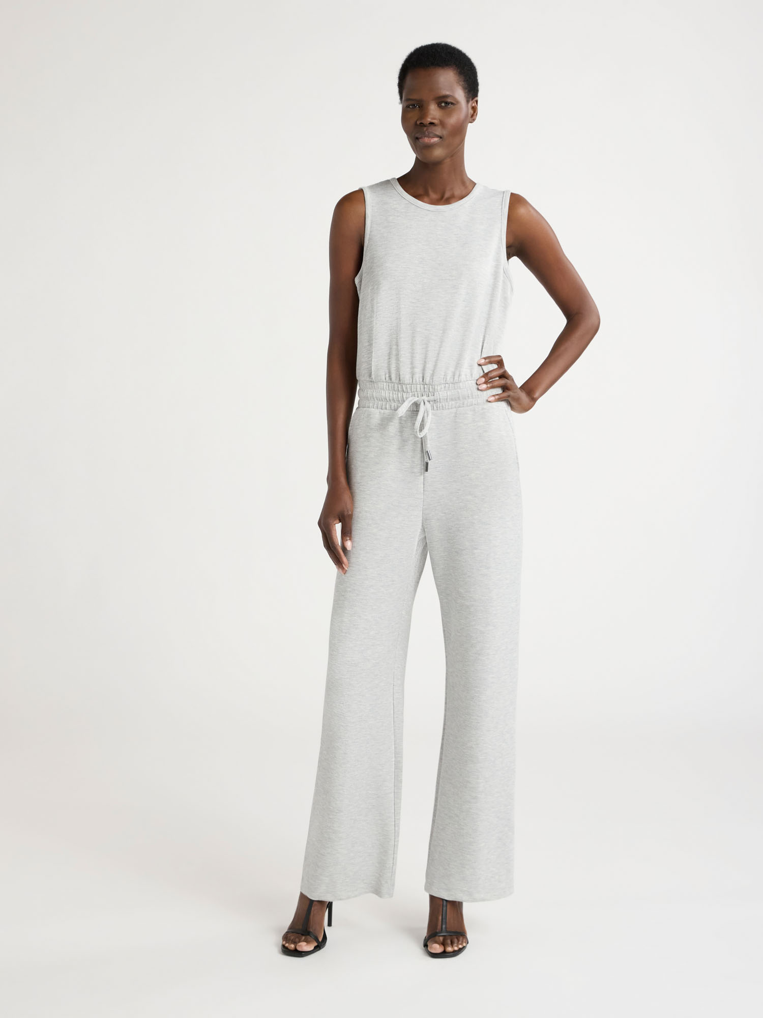 Scoop Women’s Scubaknit Racerback Wide Leg Jumpsuit, Sizes XS-XXL