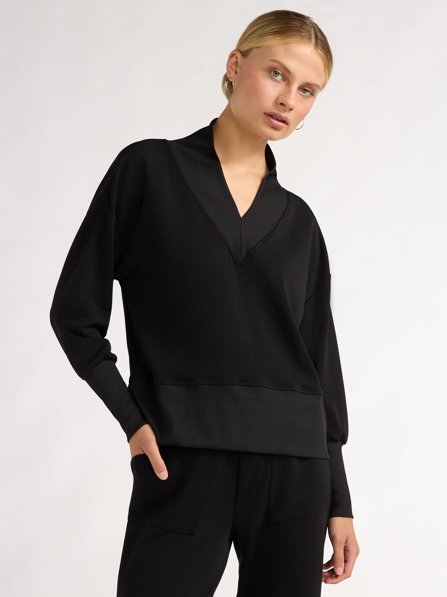 Women's and Women's Plus Ultimate Scubaknit V Neck Sweatshirt, Sizes XS-4X
