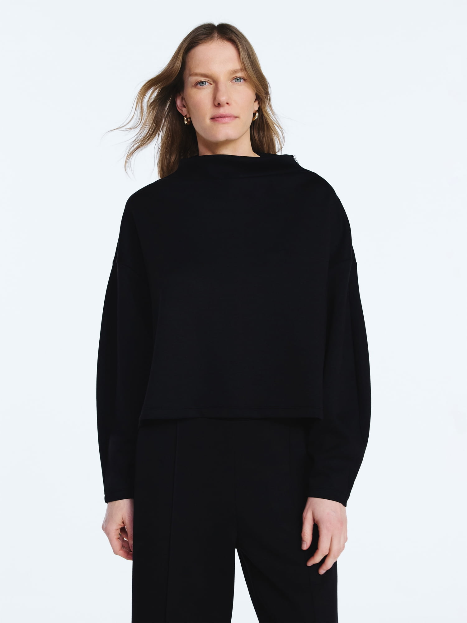 Scoop Women's New Scubaknit Zip Neck Top, Sizes XS-XXL