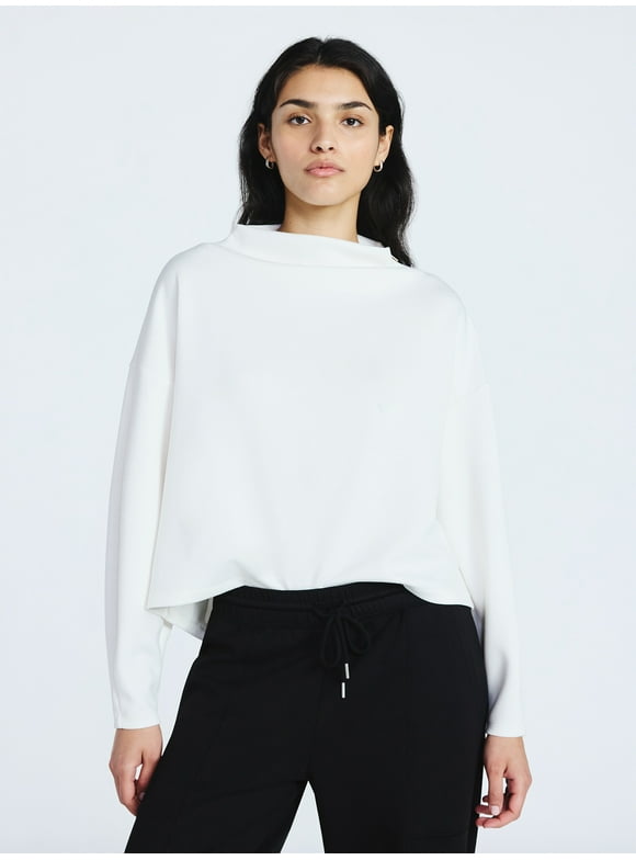 Women's New Scubaknit Zip Neck Top, Sizes XS-XXL