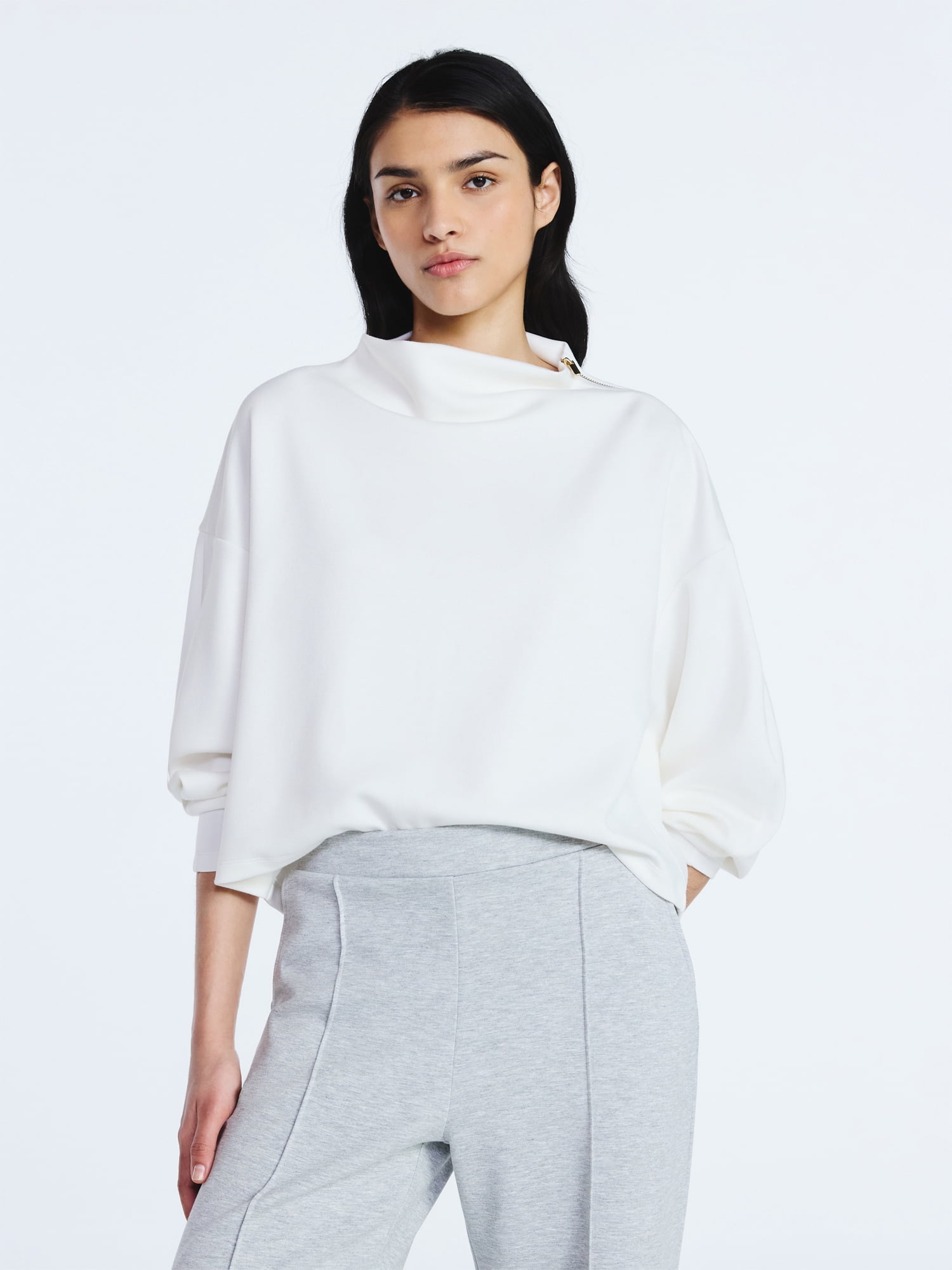 Scoop Women's New Scubaknit Zip Neck Top, Sizes XS-XXL
