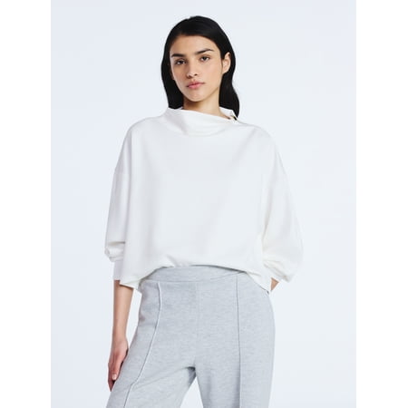Scoop Women's New Scubaknit Zip Neck Top, Sizes XS-XXL