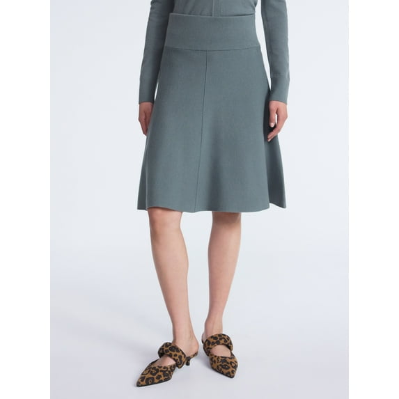 Scoop Women's and Women’s Plus Sculptural Sweater Knit Midi Skirt, Sizes XS-4X