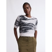 Scoop Women's and Women’s Plus Fluffy Sweater with Short Sleeves, Lightweight, Sizes XS-4X