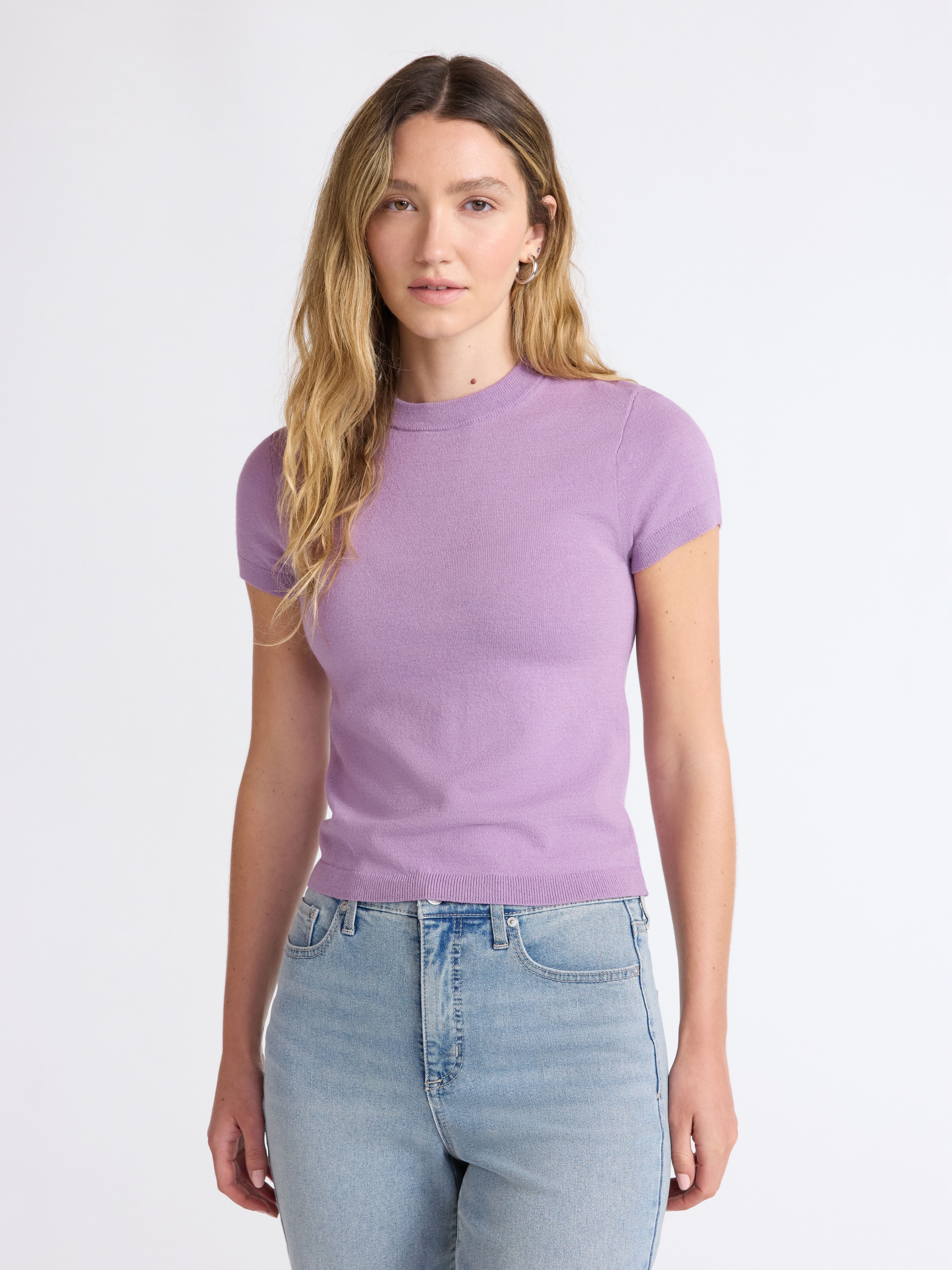 Scoop Women's and Women’s Plus Sweater Tee with Short Sleeves, Lightweight, Sizes XS-4X