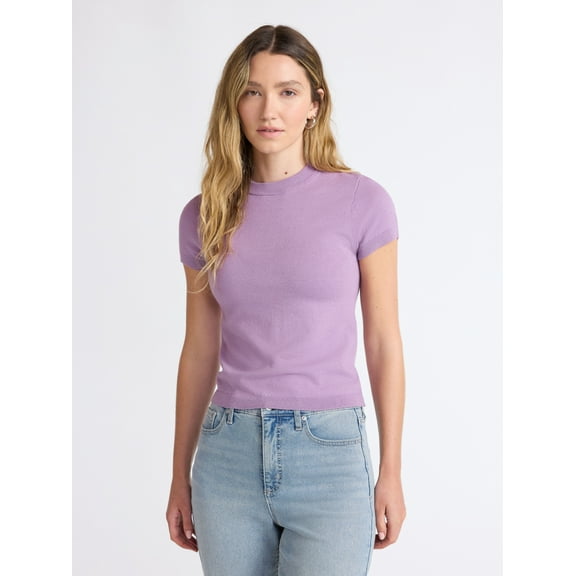 Scoop Women's and Women’s Plus Sweater Tee with Short Sleeves, Lightweight, Sizes XS-4X