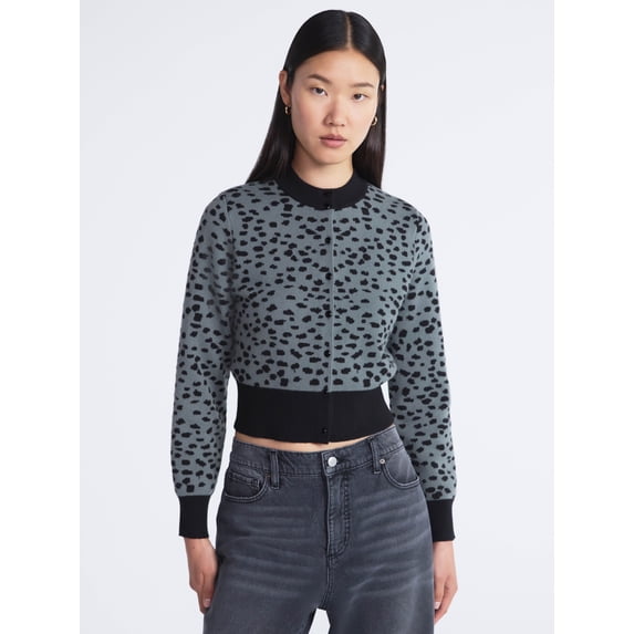 Scoop Women’s and Women's Plus Shrunken Cardigan Sweater, Midweight, Sizes XS-4X