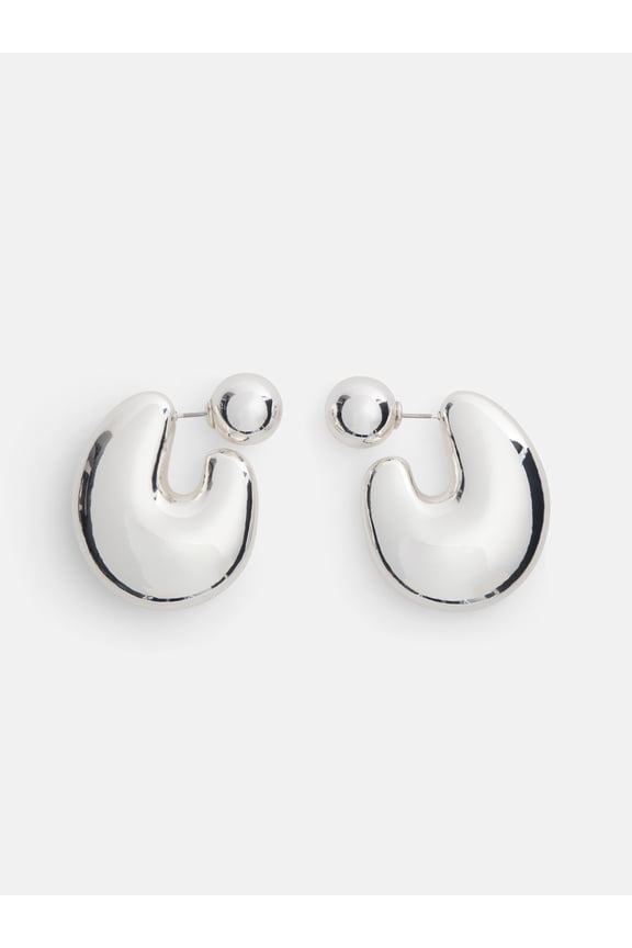 Women's Silver Tone Open Hoop Earrings, 1 Pair