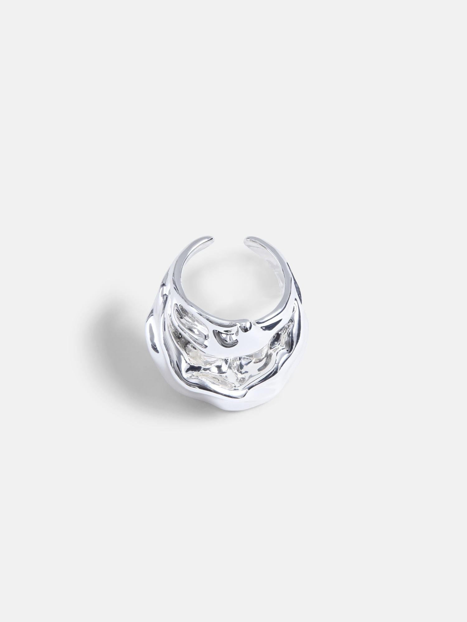 Womens Silver Tone Sculpted Organic Ring