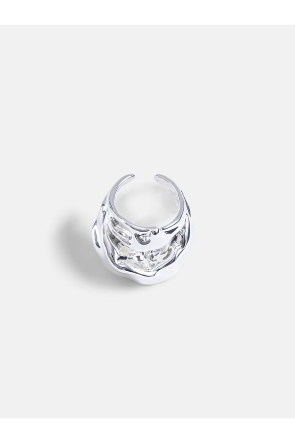 Womens Silver Tone Sculpted Organic Ring