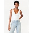 thumbnail image 1 of Scoop Women's Sleeveless Double V Neck Fitted Bodysuit, 1 of 5