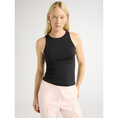 Women's High Neck Contour Tank Top, Sizes XS-XXL
