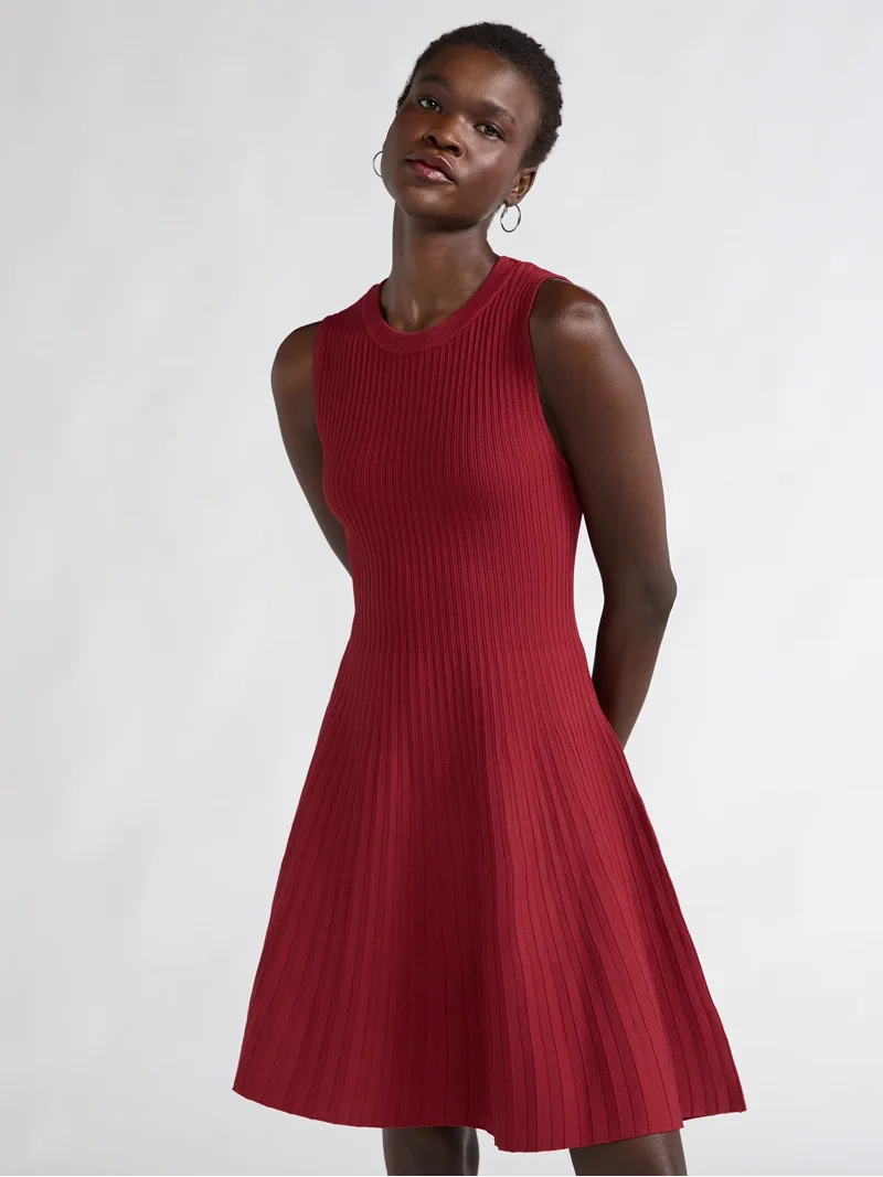 Scoop Women's Sleeveless High Neck Solid Mini Sweater Dress, Sizes