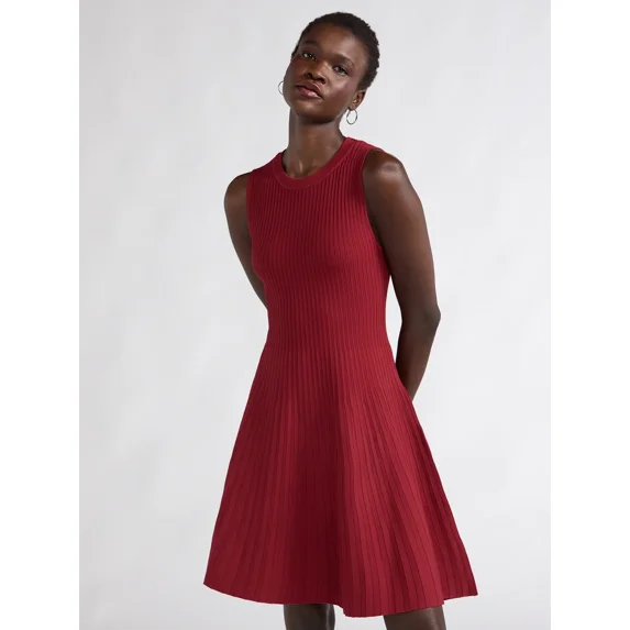 Scoop Women's Sleeveless High Neck Solid Mini Sweater Dress, Sizes XS-XXL