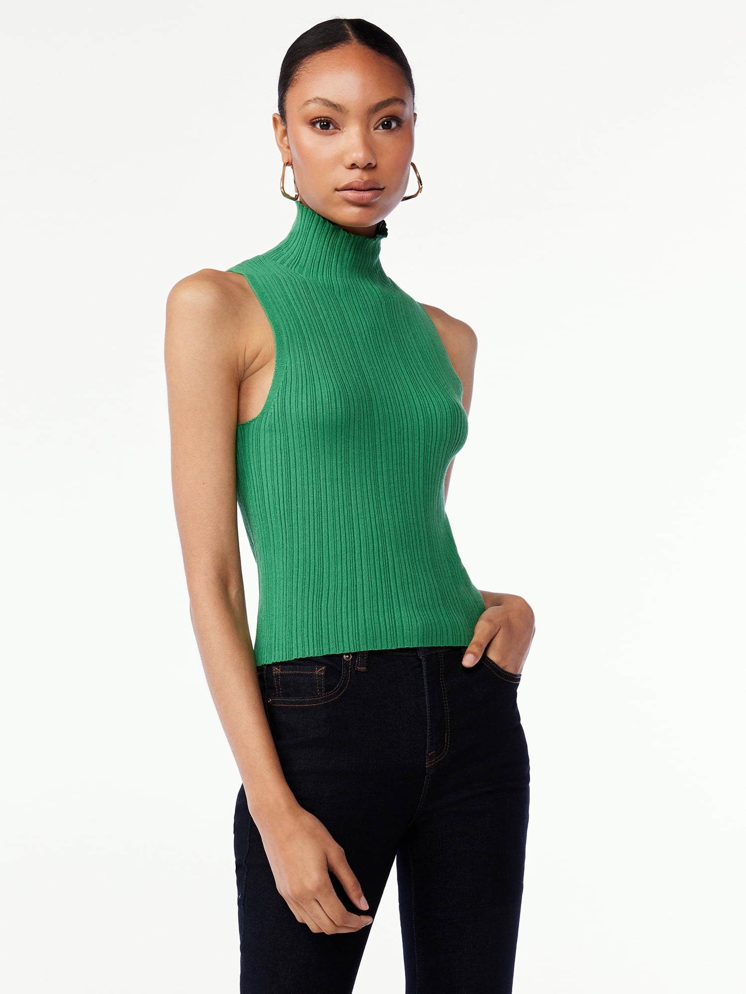 Scoop Women's Sleeveless Knit Turtleneck