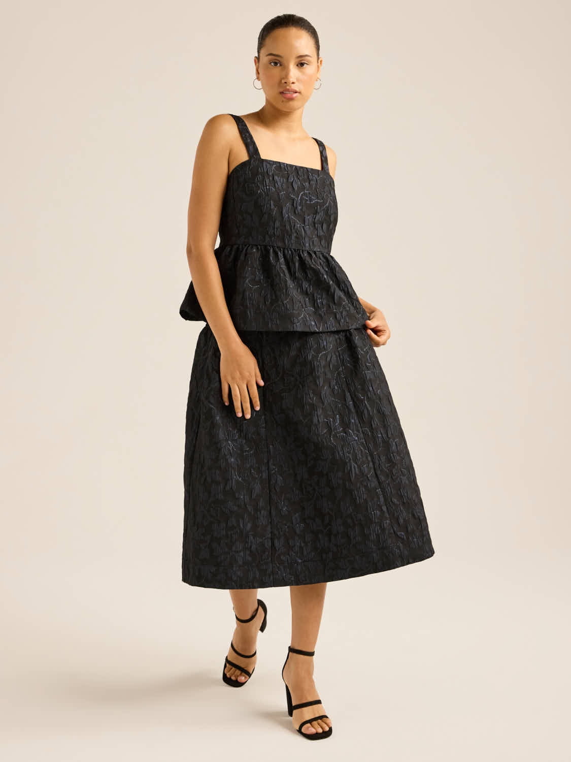Scoop Jacquard Peplum Top - Floral Texture - XS-4X - Walmart.com