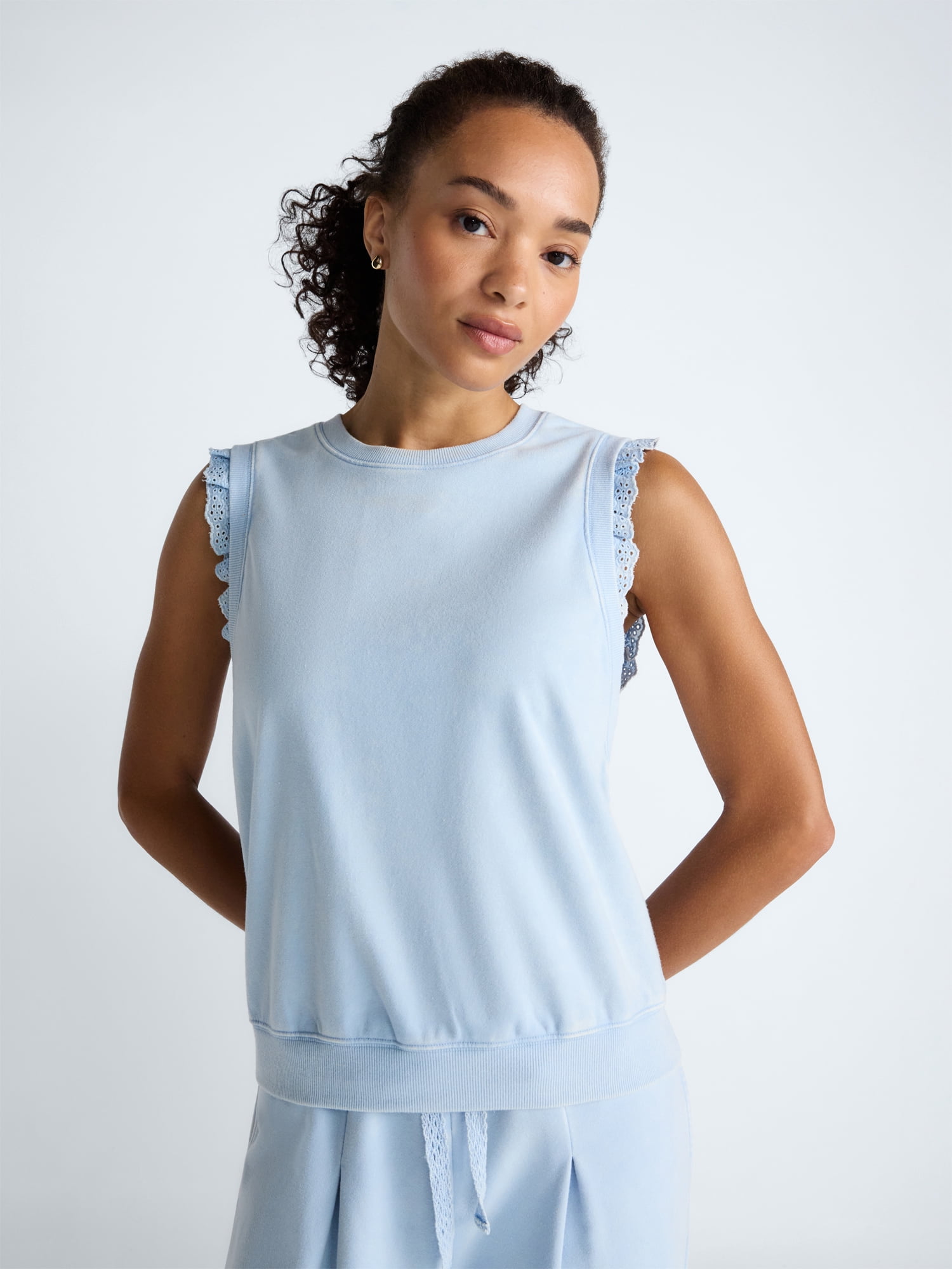Scoop Women's Sleeveless Ruffle Top, Sizes XS-XXL