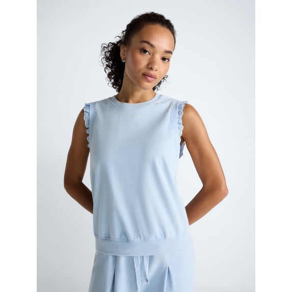Scoop Women's Sleeveless Ruffle Top, Sizes XS-XXL