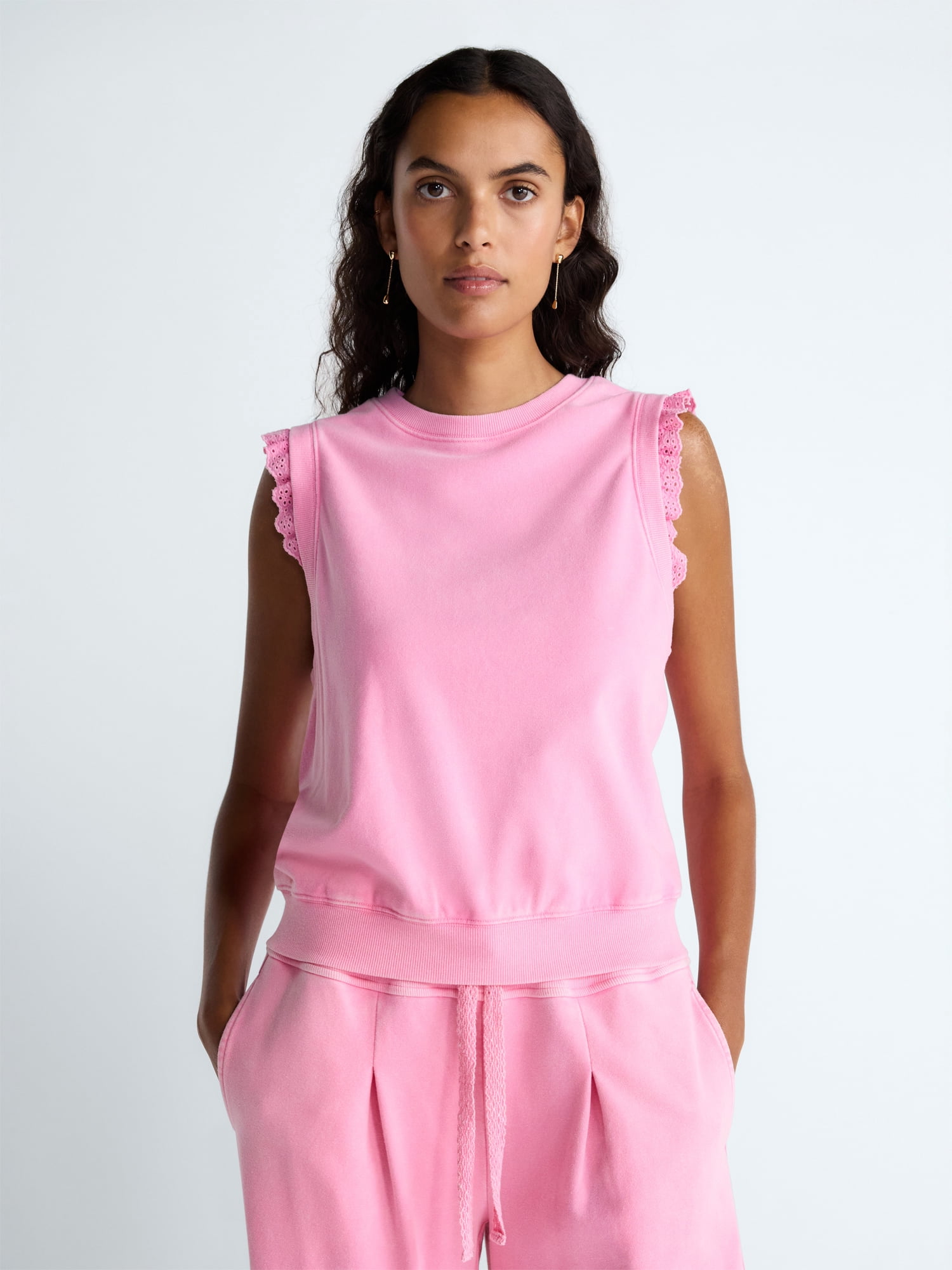 Scoop Women's Sleeveless Ruffle Top, Sizes XS-XXL
