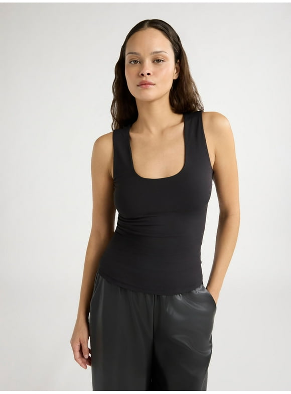 Women's Sleeveless Scoop Neck Contour Top, Sizes XS-XXL