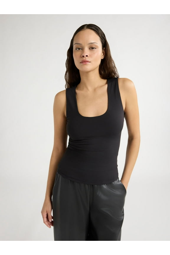 Women's Sleeveless Scoop Neck Contour Top, Sizes XS-XXL