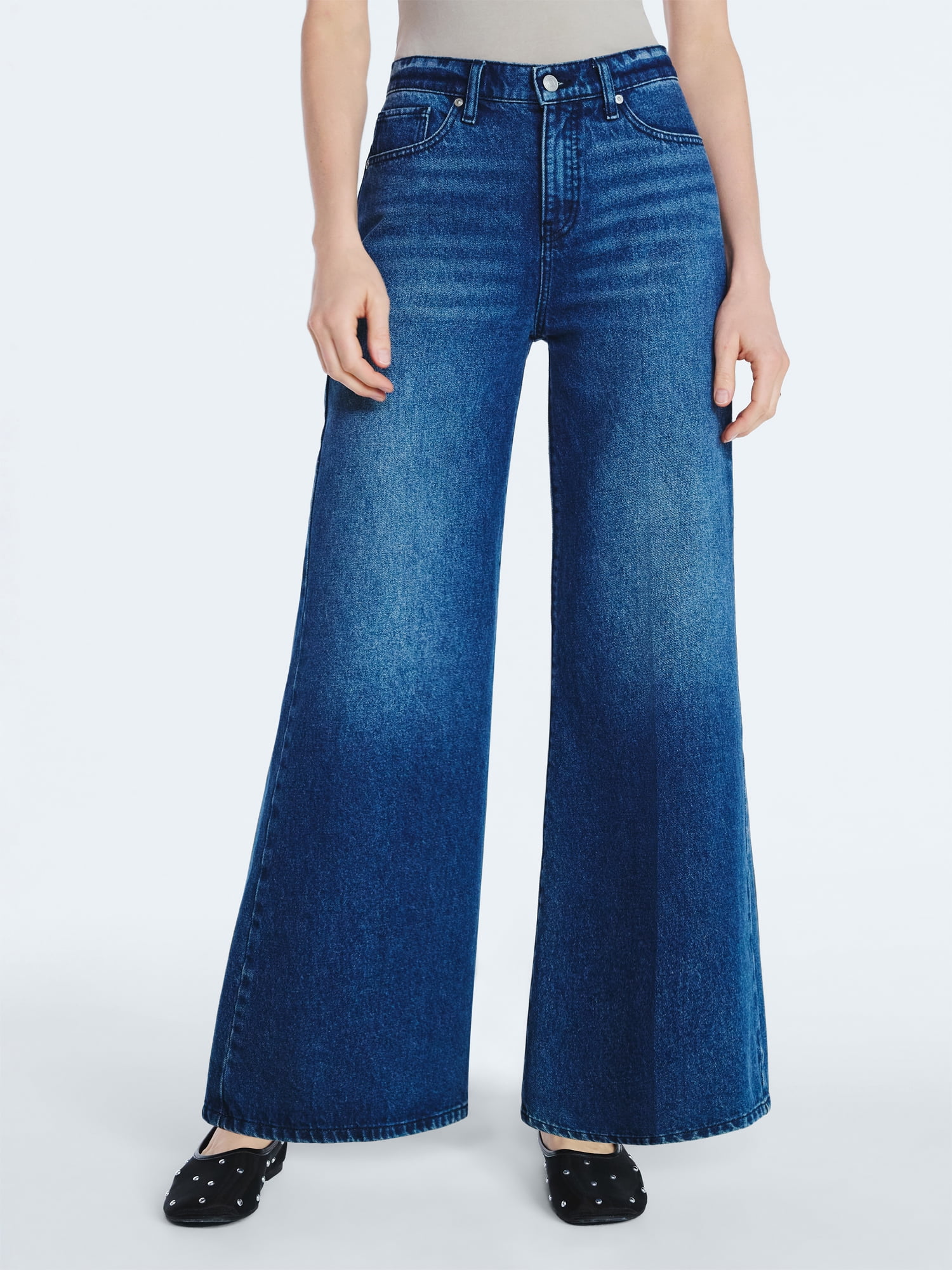 Scoop Women's and Women's Plus Slouchy Flare Relaxed Fit Jeans, 30" Inseam, Sizes 0-26W