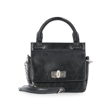 Scoop Women's Faux Leather Top Handle Mini Bag with Crossbody Strap, Black