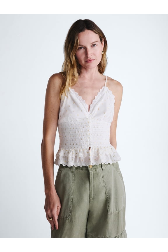 Women’s Smocked Eyelet Tank Top, Sizes XS-XXL