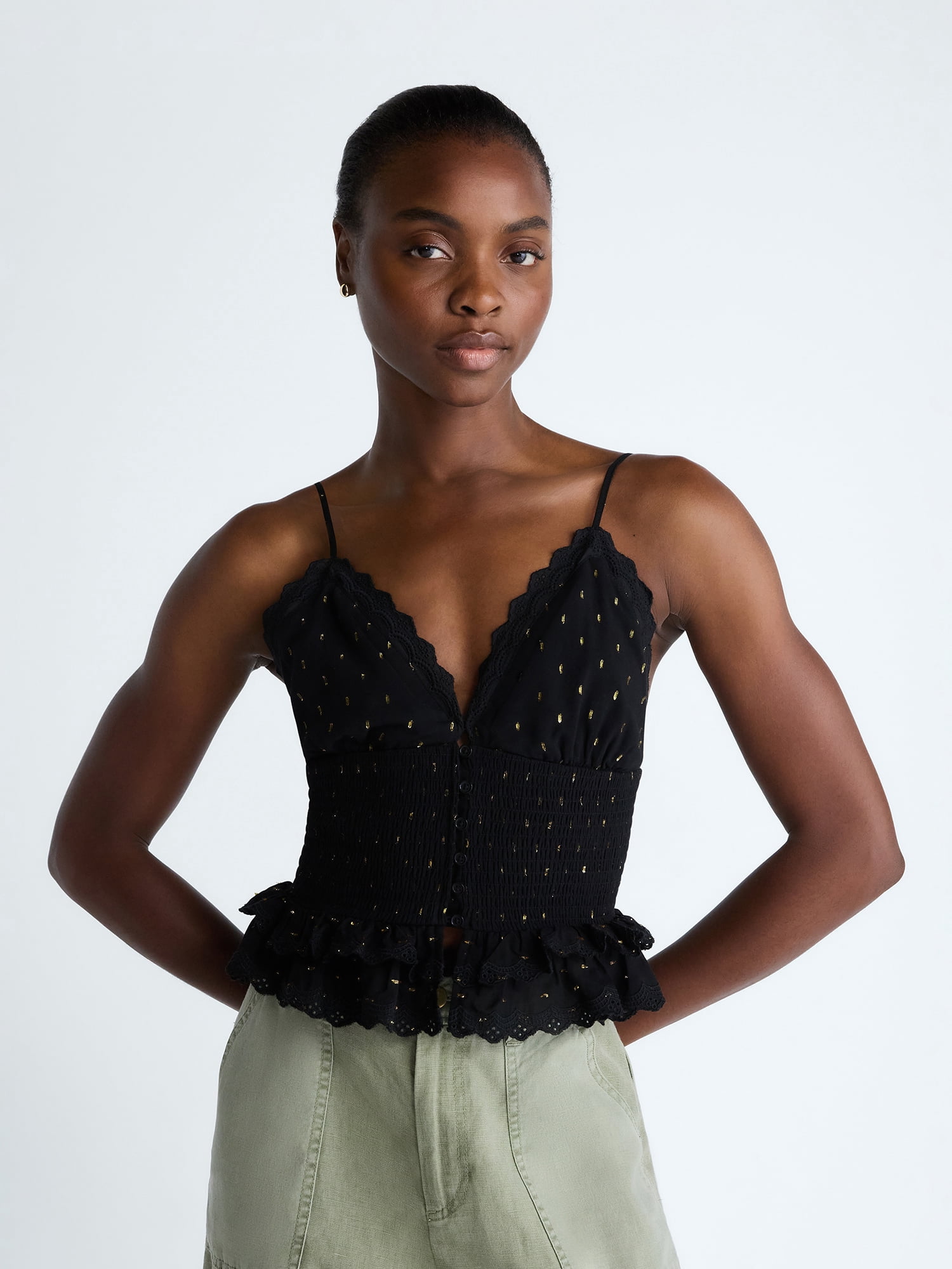 Scoop Women’s Smocked Eyelet Tank Top, Sizes XS-XXL