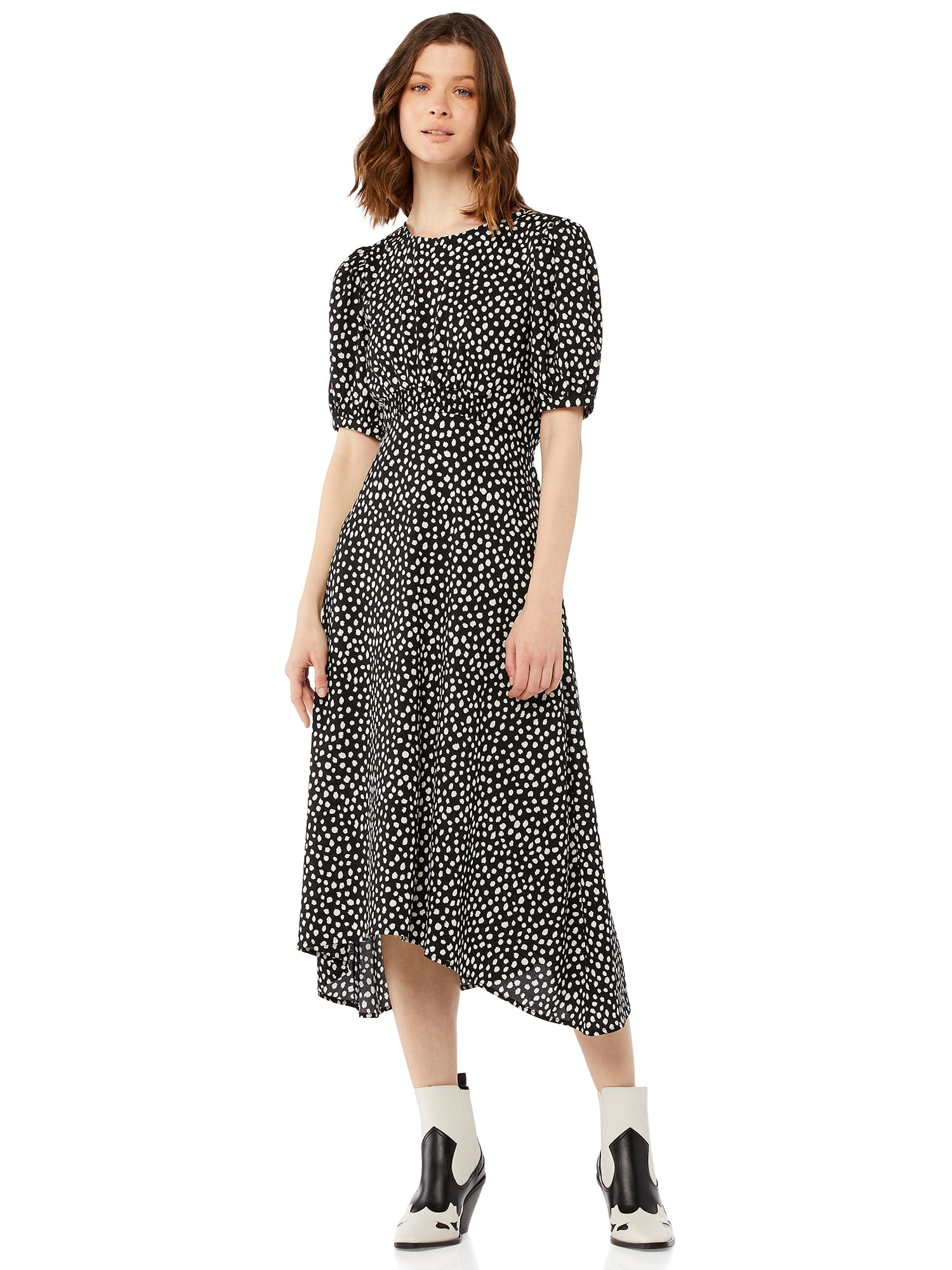 And The Why Full Size Smocked Waist Printed Midi Dress