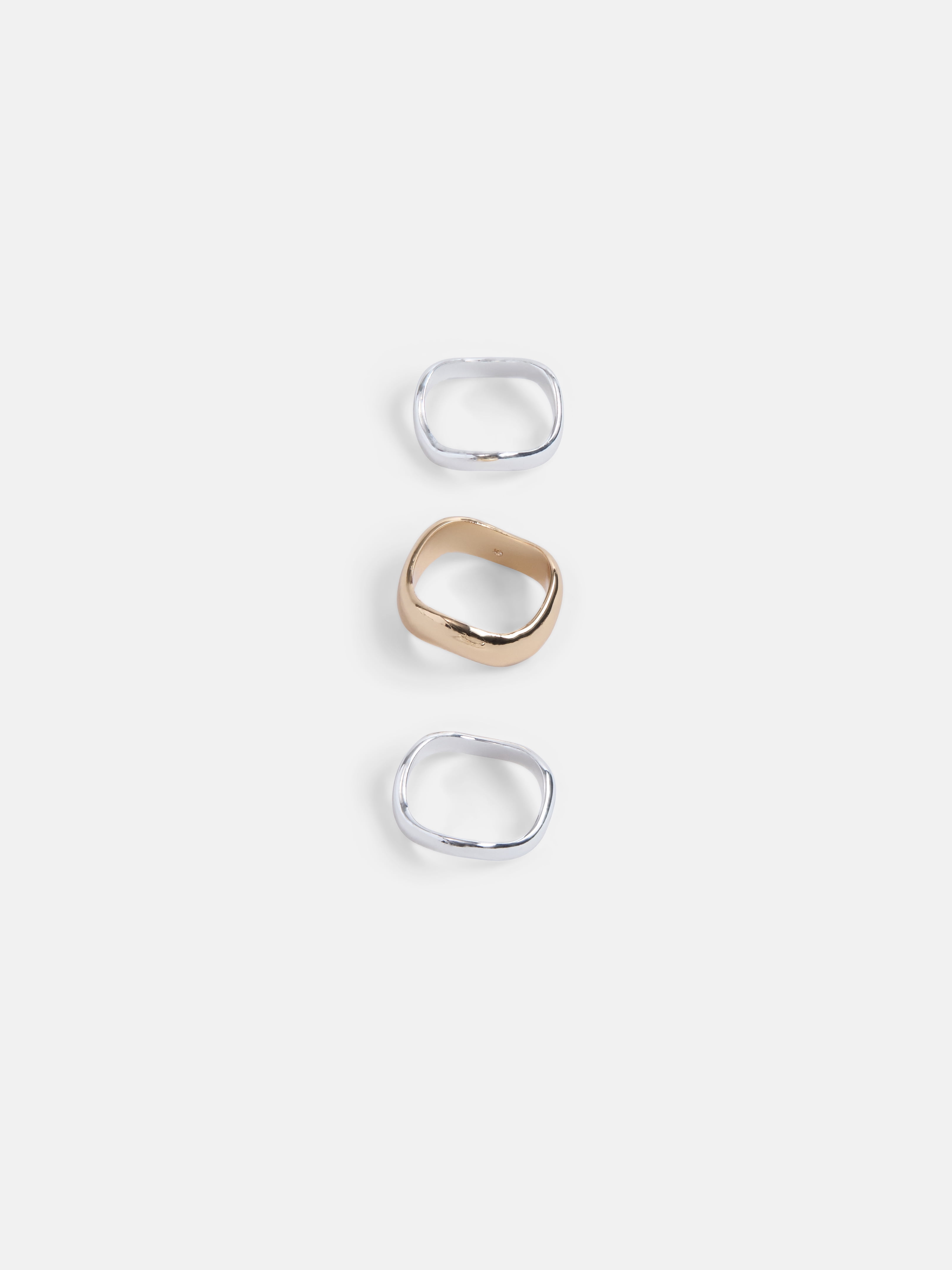 Women's Mixed Metal Sculpted Band Rings, 3 Pieces