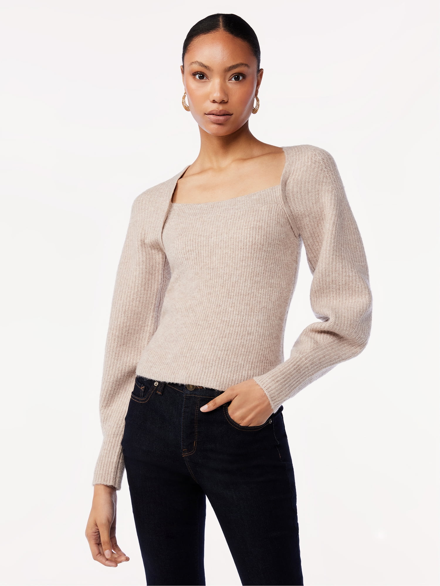 Scoop Women's Square Neck Sweater - Walmart.com