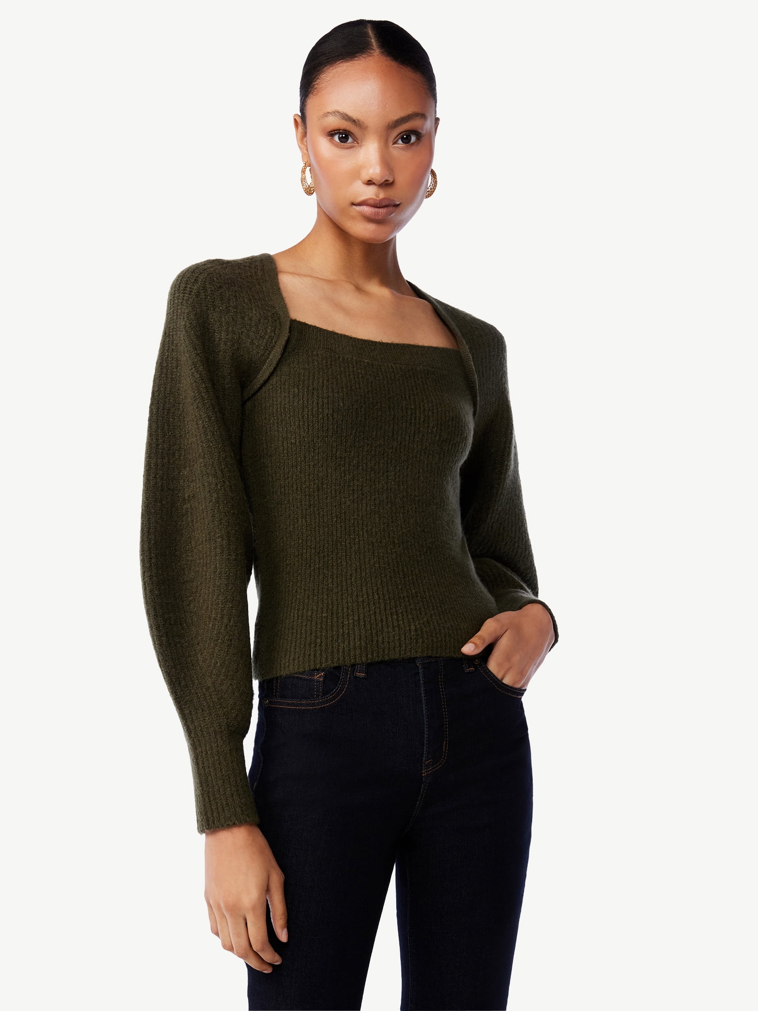 Scoop Women's Square Neck Sweater - Walmart.com