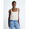 Scoop Women's Square Neck Crochet Cotton Tank Top,