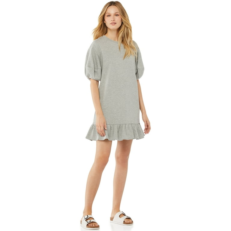 Scoop Women s Sweatshirt Dress with Ruffle Hem Walmart