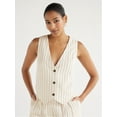 thumbnail image 1 of Scoop Women's and Women's Plus Linen Blend V-Neck Button Vest, Sizes XS-4X, 1 of 5